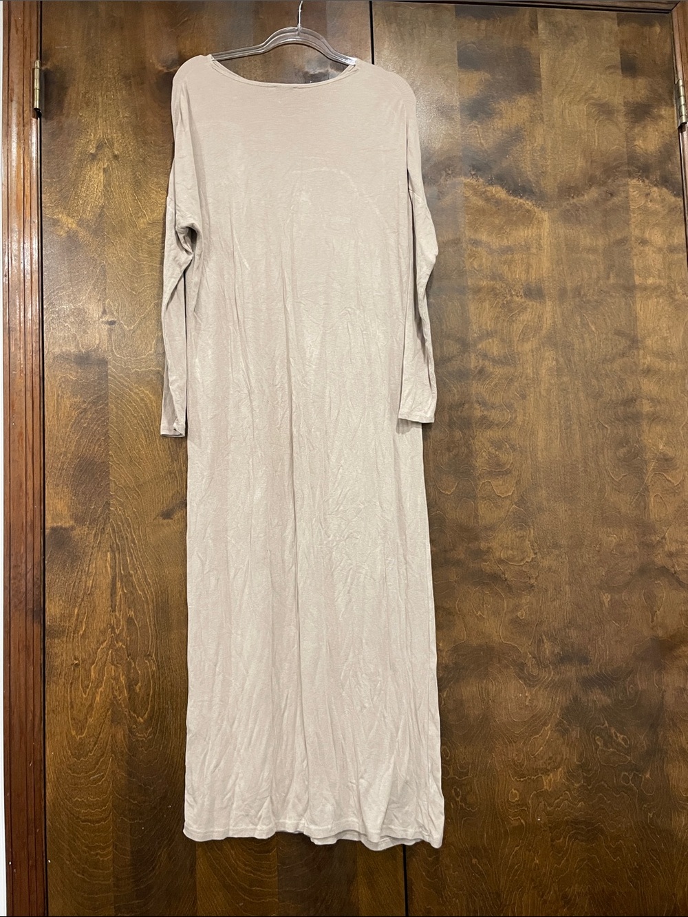 Long Sleeve Maxi Dress in Light Beige
